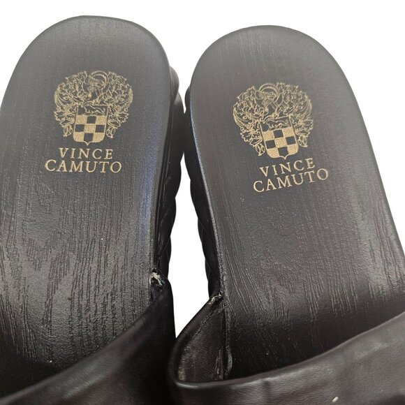 Vince Camuto Black Slides With Gold Chain Detail - Size 10 - Picture 4 of 13